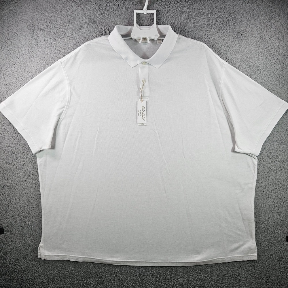 NEW Roundtree & Yorke Gold Label Polo Shirt Men 4XB Supima Cotton White Non-Iron